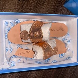 Jack Rogers Rose Gold Leather Slide Sandals - 8.5W